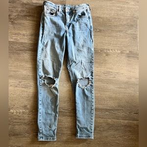 Topshop Moto distressed skinny jeans 28x30 stretch light wash
